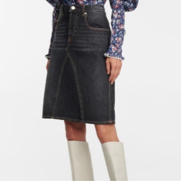 Isabel Marant Etoile Black Fiali Denim Pencil Midi Skirt size 38 - Picture 1 of 13